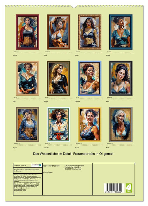 Das Wesentliche im Detail, Frauenporträts in Öl gemalt (CALVENDO Premium Wandkalender 2026)