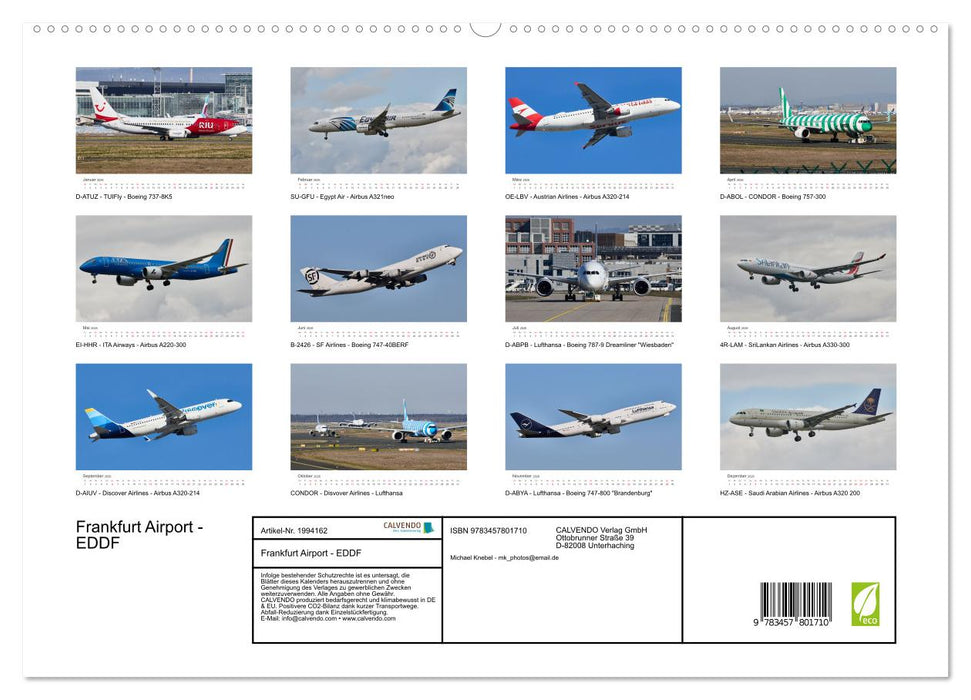 Frankfurt Airport - EDDF (CALVENDO Premium Wandkalender 2026)