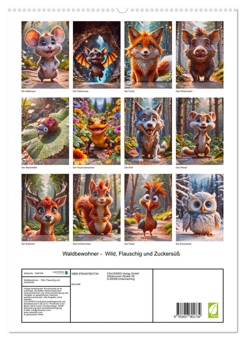 Waldbewohner - Wild, Flauschig und Zuckersüß (CALVENDO Premium Wandkalender 2026)
