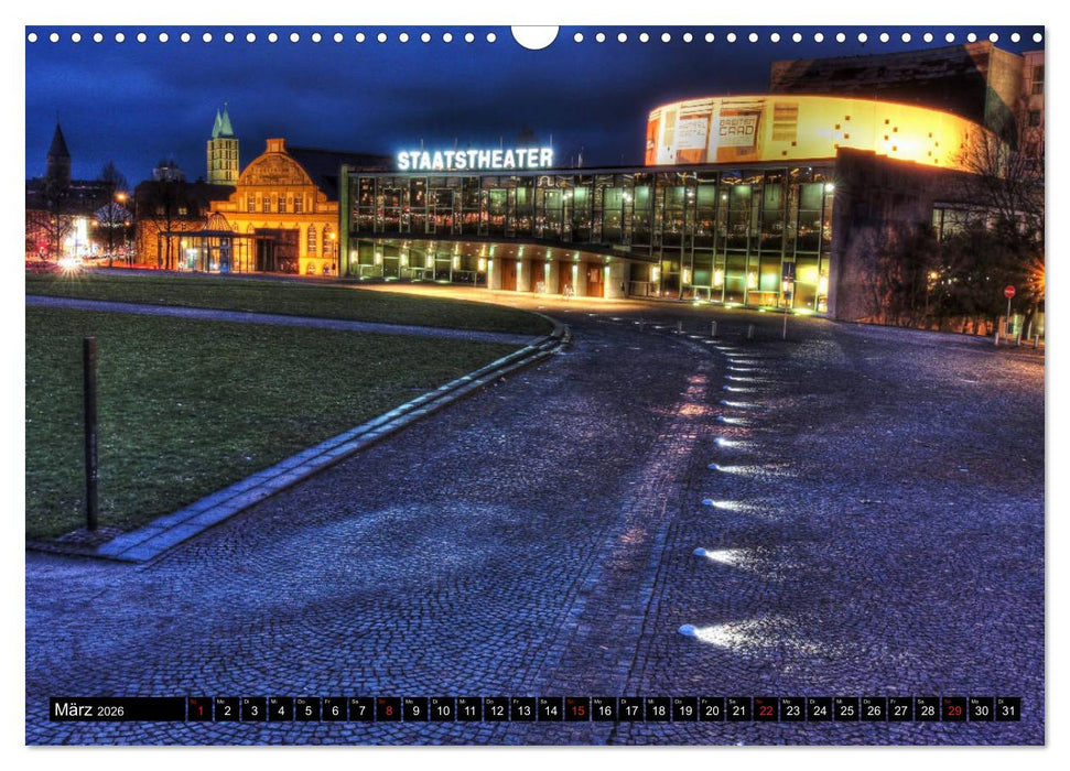 Kassel bei Nacht (CALVENDO Wandkalender 2026)