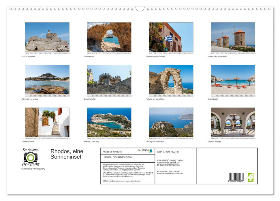 Rhodos, eine Sonneninsel (CALVENDO Wandkalender 2026)
