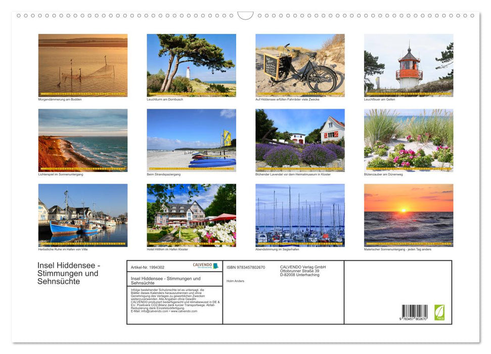 Insel Hiddensee - Stimmungen und Sehnsüchte (CALVENDO Wandkalender 2026)