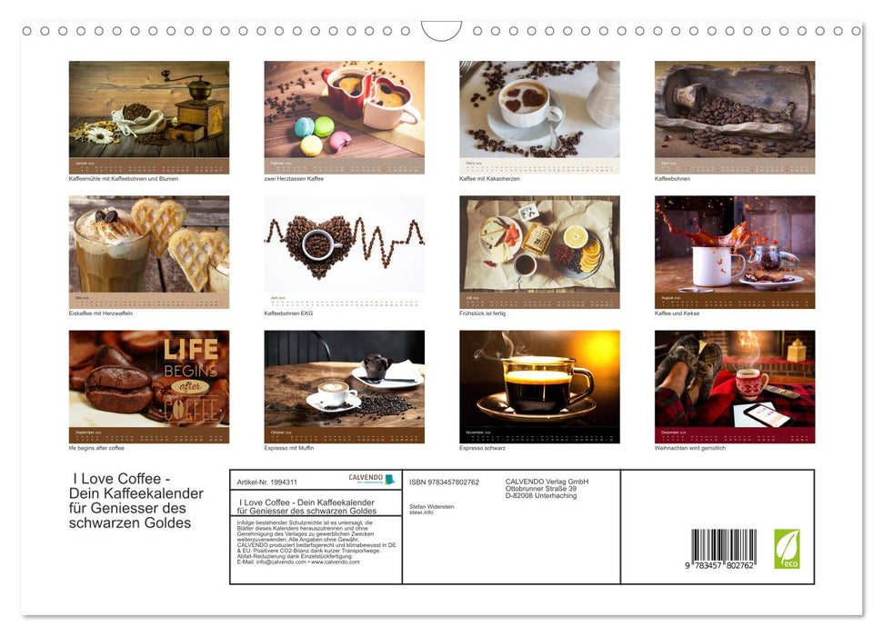 I Love Coffee - Dein Kaffeekalender für Geniesser des schwarzen Goldes (CALVENDO Wandkalender 2026)