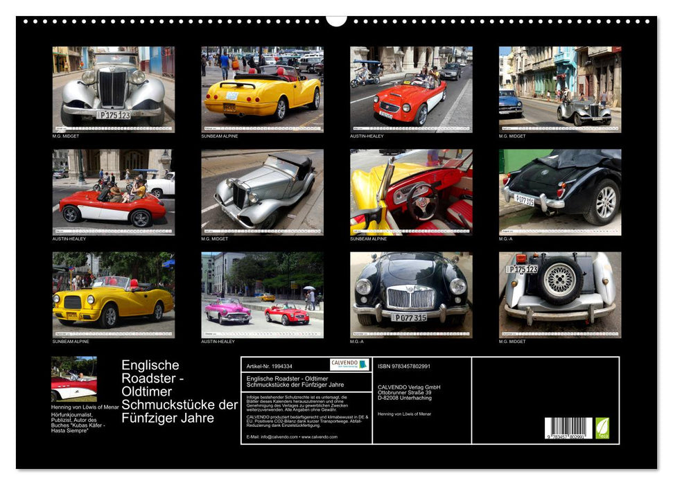 Englische Roadster - Oldtimer Schmuckstücke der Fünfziger Jahre (CALVENDO Wandkalender 2026)