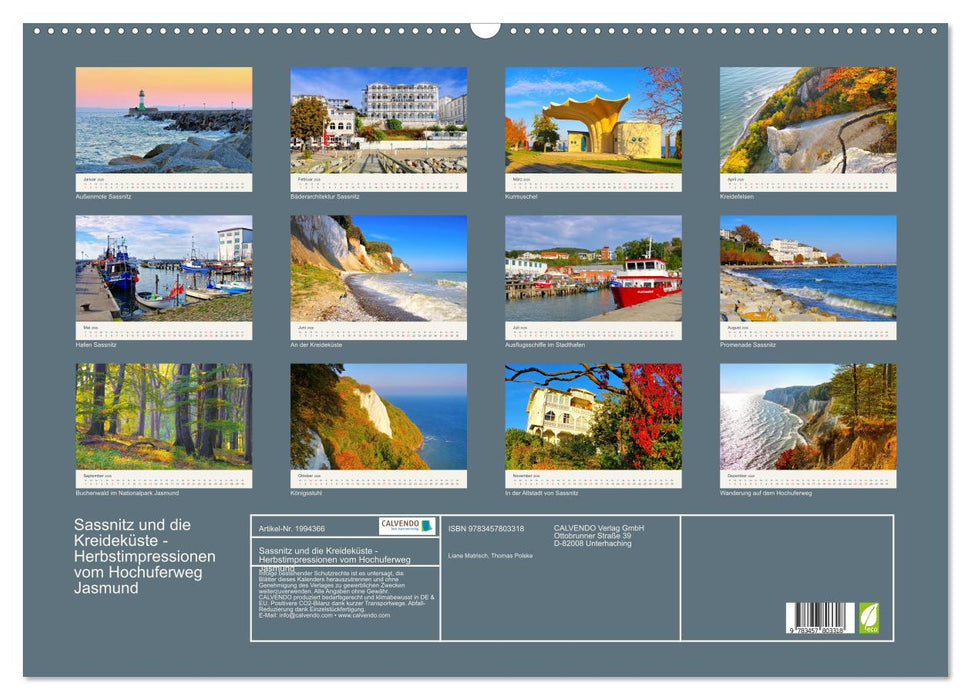 Sassnitz und die Kreideküste - Herbstimpressionen vom Hochuferweg Jasmund (CALVENDO Wandkalender 2026)