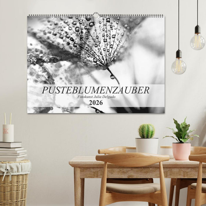 Pusteblumenzauber in schwarzweiß (CALVENDO Wandkalender 2026)