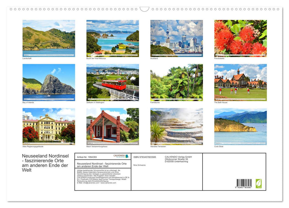 Neuseeland Nordinsel - faszinierende Orte am anderen Ende der Welt (CALVENDO Wandkalender 2026)