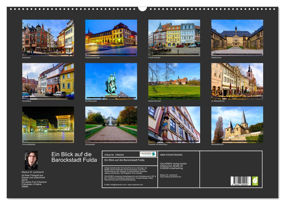 Ein Blick auf die Barockstadt Fulda (CALVENDO Wandkalender 2026)