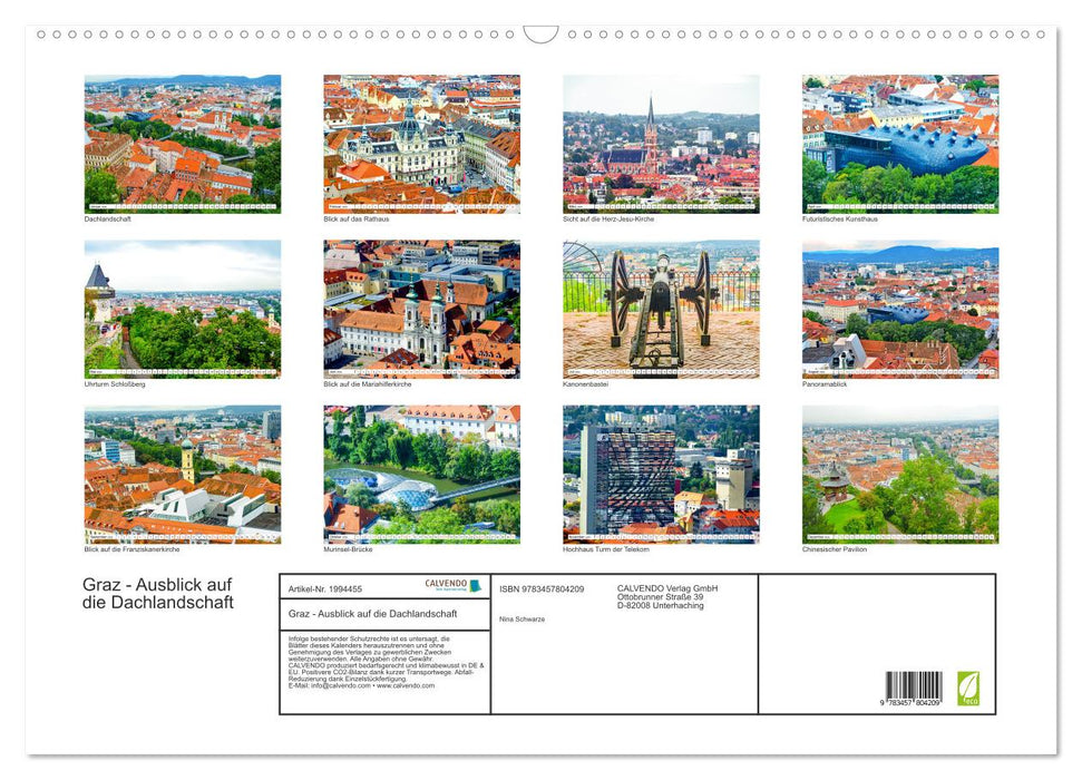 Graz - Ausblick auf die Dachlandschaft (CALVENDO Wandkalender 2026)