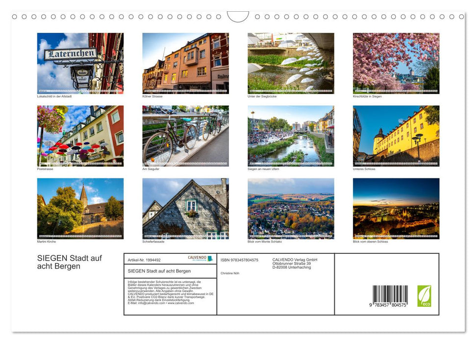 SIEGEN Stadt auf acht Bergen (CALVENDO Wandkalender 2026)