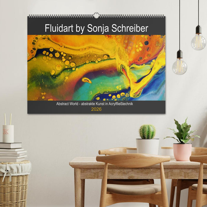 Abstract World - abstrakte Kunst in Acrylfließtechnik (CALVENDO Wandkalender 2026)