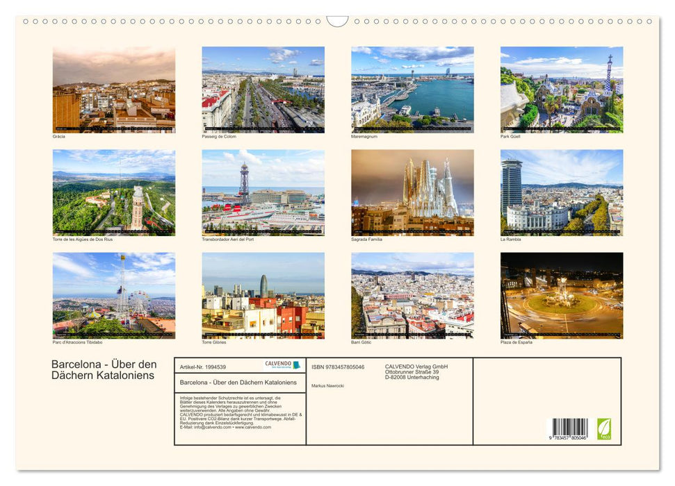 Barcelona - Über den Dächern Kataloniens (CALVENDO Wandkalender 2026)