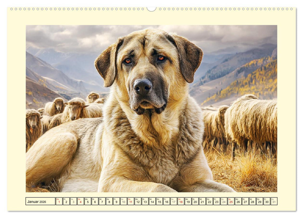 Kangal - Beschützer der Herde. Starke, selbstständige und furchtlose Hunde (CALVENDO Premium Wandkalender 2026)