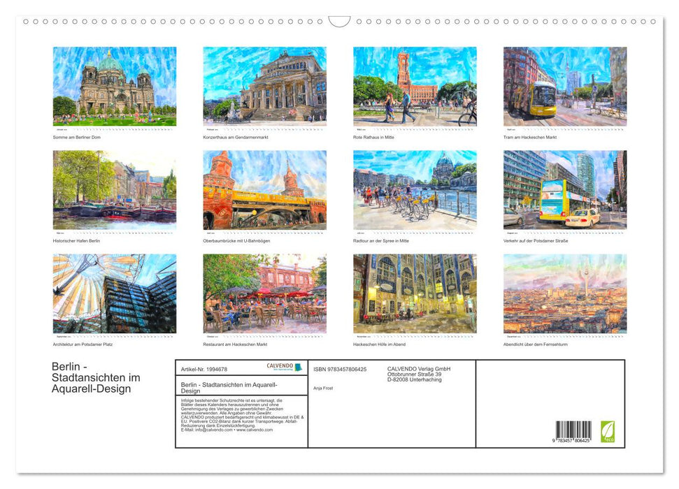 Berlin - Stadtansichten im Aquarell-Design (CALVENDO Wandkalender 2026)
