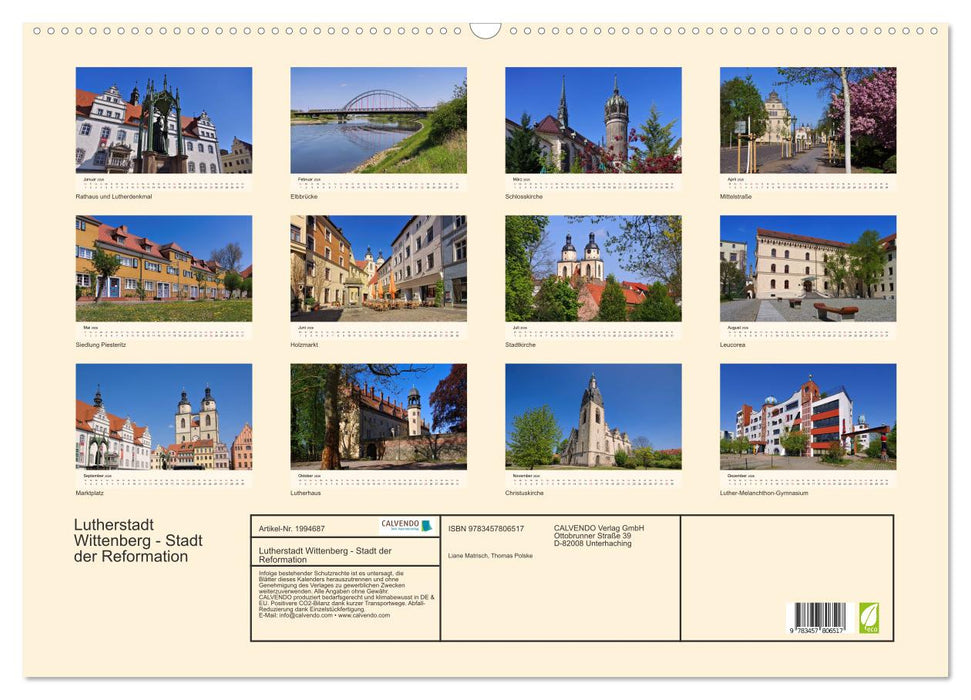 Lutherstadt Wittenberg - Stadt der Reformation (CALVENDO Wandkalender 2026)