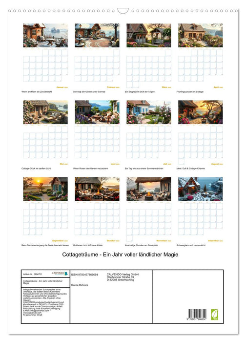 Cottageträume - Ein Jahr voller ländlicher Magie (CALVENDO Wandkalender 2026)