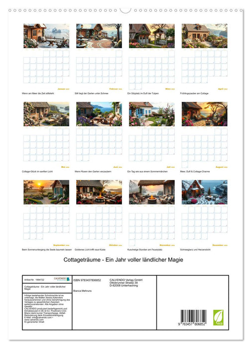 Cottageträume - Ein Jahr voller ländlicher Magie (CALVENDO Premium Wandkalender 2026)