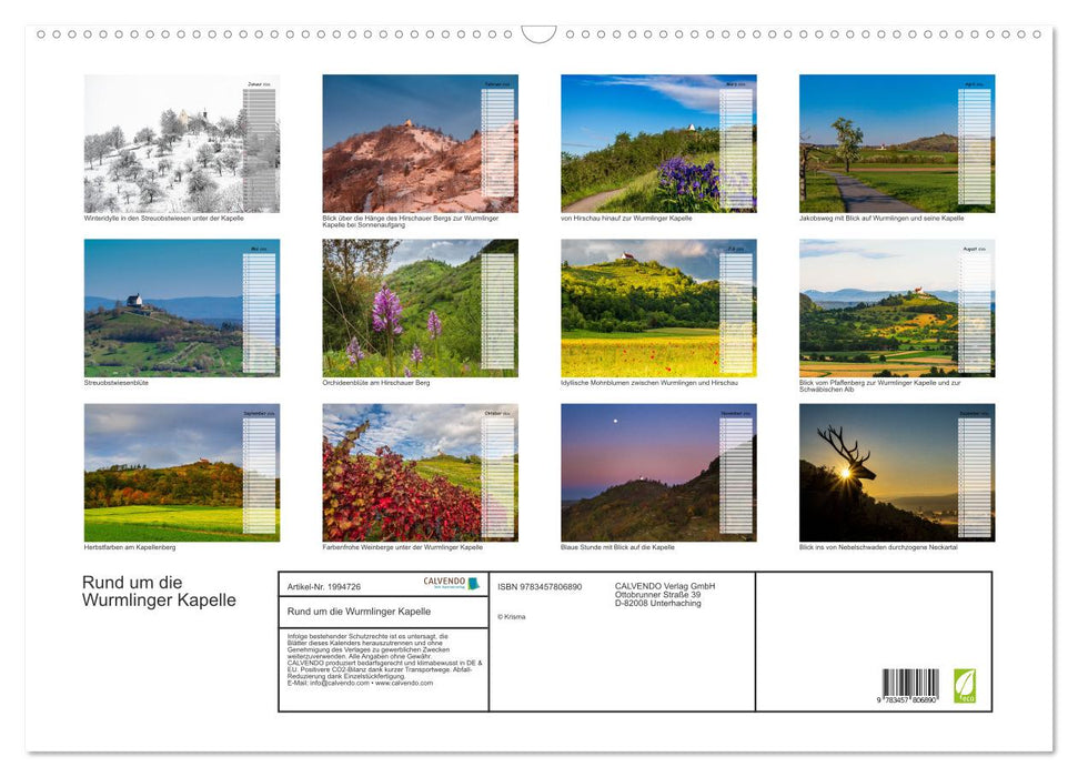 Rund um die Wurmlinger Kapelle (CALVENDO Wandkalender 2026)
