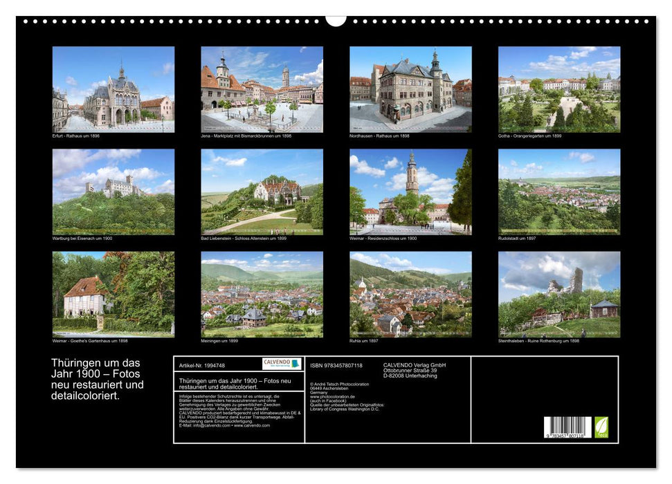 Thüringen um das Jahr 1900 – Fotos neu restauriert und detailcoloriert. (CALVENDO Wandkalender 2026)