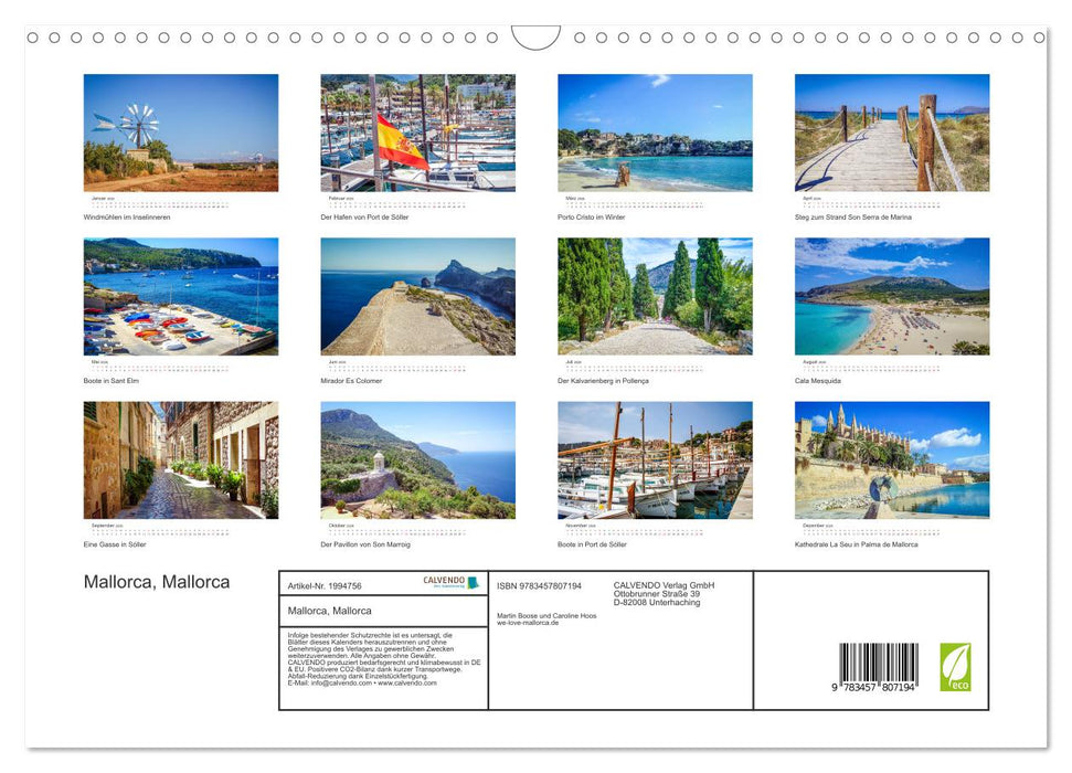 Mallorca, Mallorca (CALVENDO Wandkalender 2026)