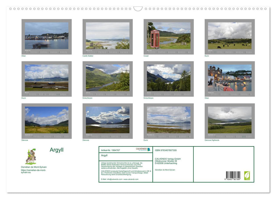 Argyll (CALVENDO Wandkalender 2026)