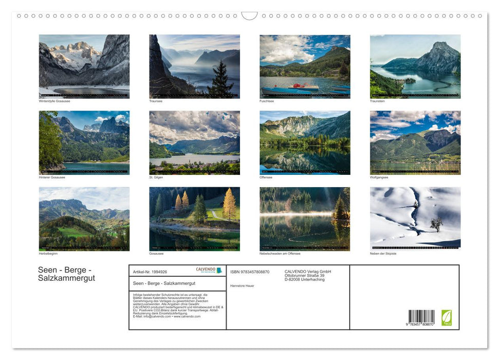 Seen - Berge - Salzkammergut (CALVENDO Wandkalender 2026)