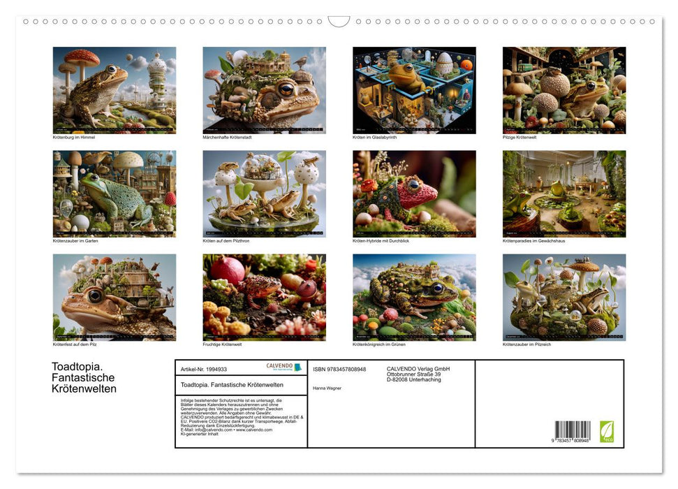 Toadtopia. Fantastische Krötenwelten (CALVENDO Wandkalender 2026)
