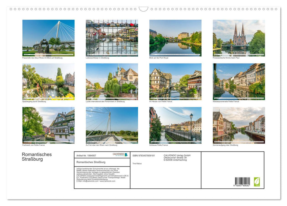 Romantisches Straßburg (CALVENDO Wandkalender 2026)