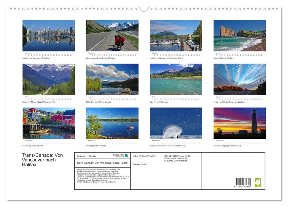 Trans-Canada: Von Vancouver nach Halifax (CALVENDO Wandkalender 2026)