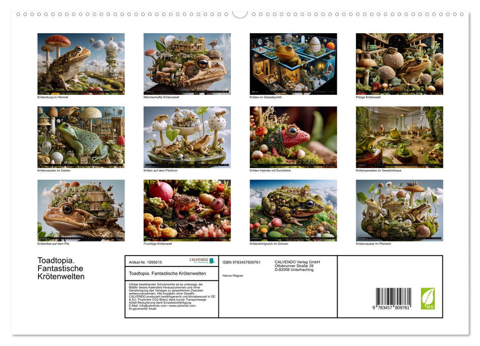 Toadtopia. Fantastische Krötenwelten (CALVENDO Premium Wandkalender 2026)