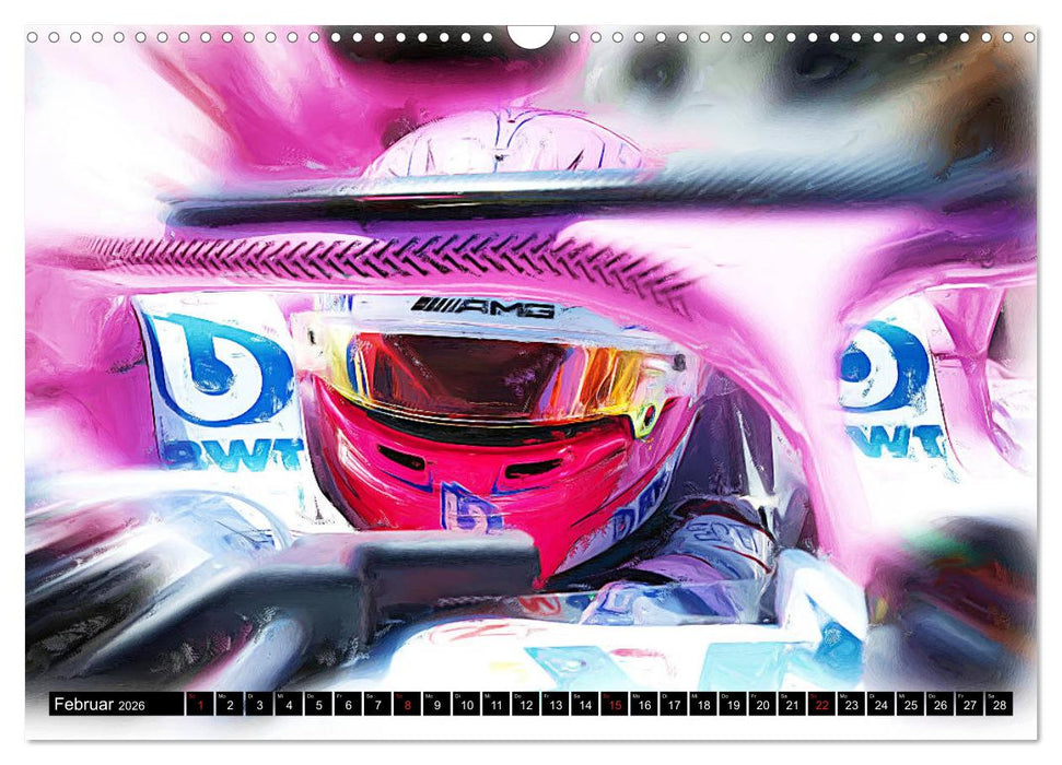 Vollgas im Monoposto - Digital Arts rund um die Formel 1 von Jean-Louis Glineur (CALVENDO Wandkalender 2026)