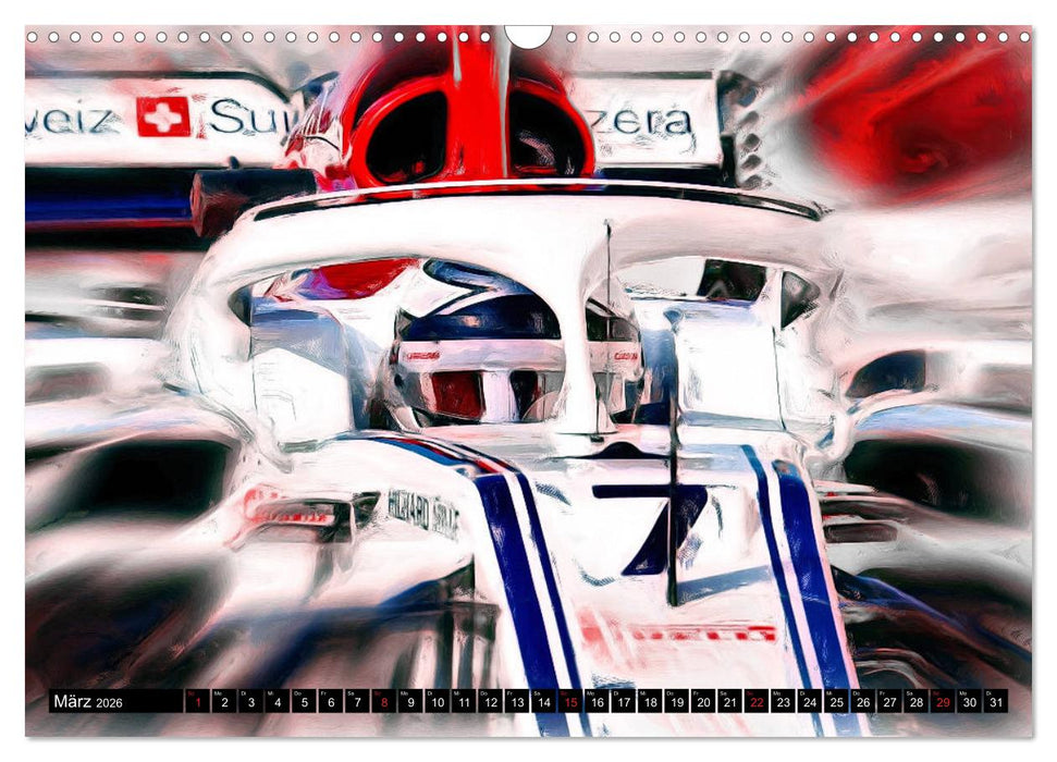 Vollgas im Monoposto - Digital Arts rund um die Formel 1 von Jean-Louis Glineur (CALVENDO Wandkalender 2026)