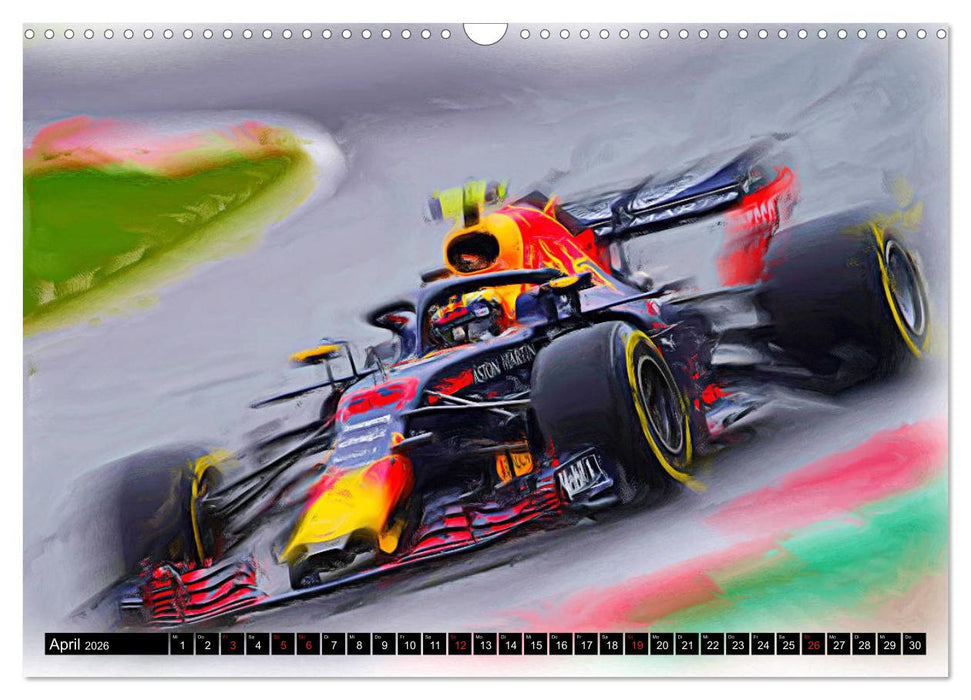 Vollgas im Monoposto - Digital Arts rund um die Formel 1 von Jean-Louis Glineur (CALVENDO Wandkalender 2026)