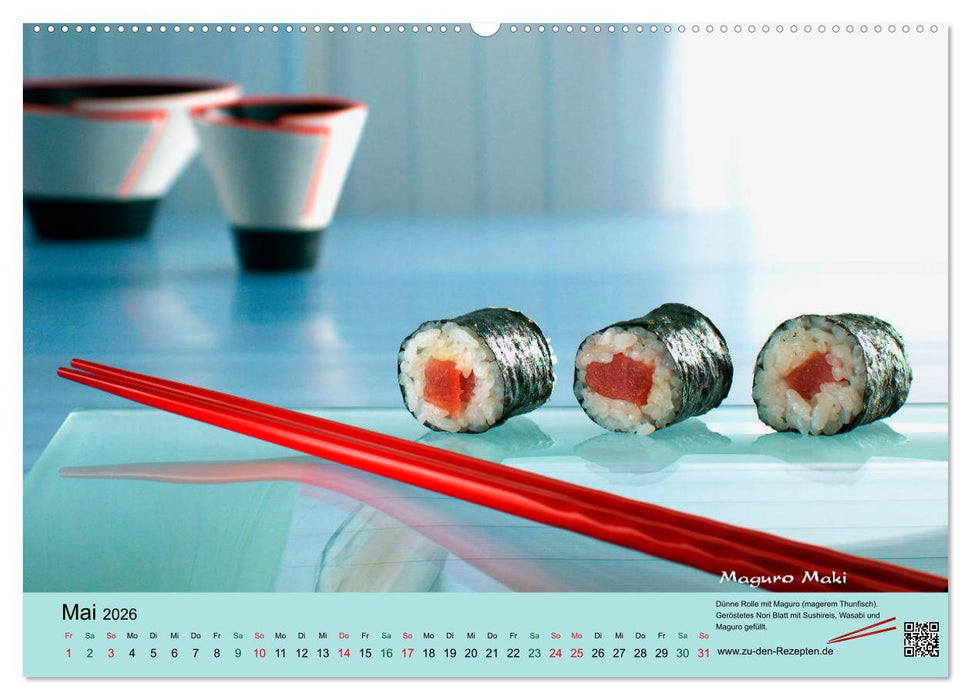 Sushi - Sashimi mit Anleitung für perfektes Gelingen (CALVENDO Wandkalender 2026)