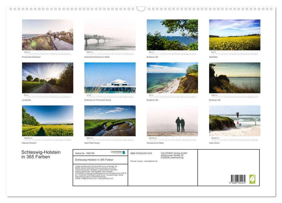 Schleswig-Holstein in 365 Farben (CALVENDO Wandkalender 2026)