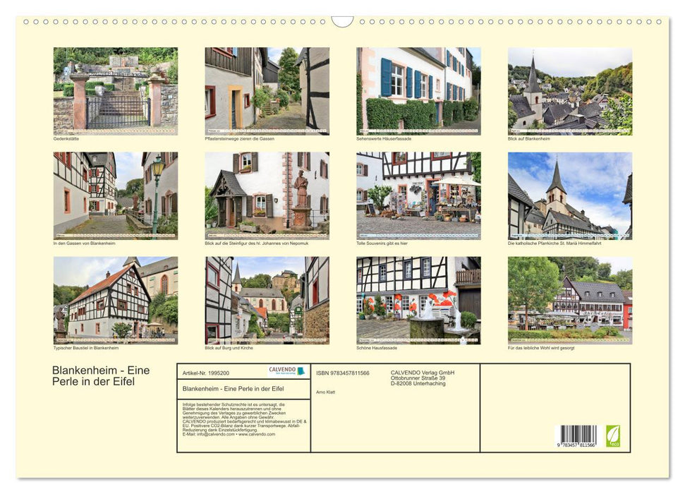 Blankenheim - Eine Perle in der Eifel (CALVENDO Wandkalender 2026)