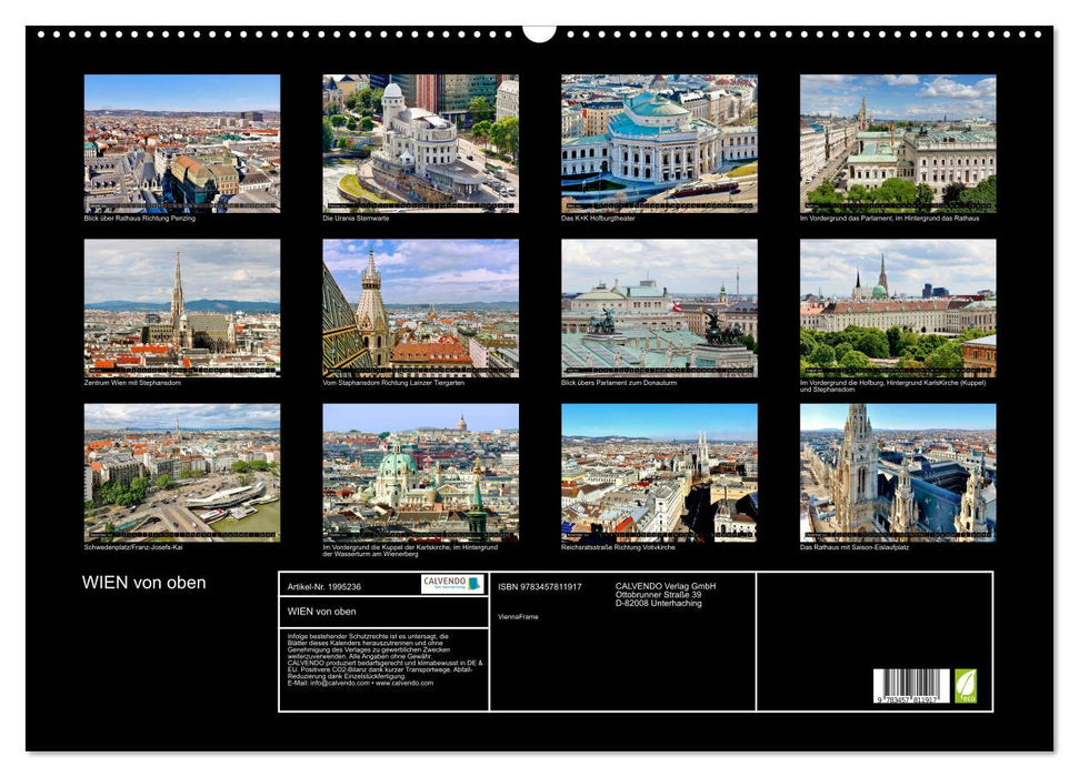 WIEN von oben (CALVENDO Wandkalender 2026)