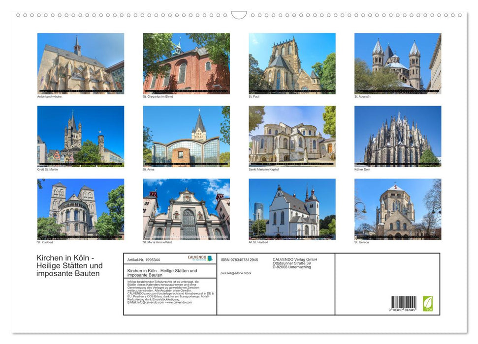 Kirchen in Köln - Heilige Stätten und imposante Bauten (CALVENDO Wandkalender 2026)