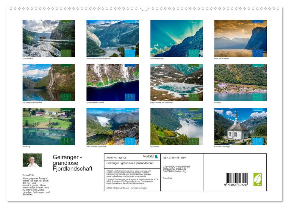 Geiranger - grandiose Fjordlandschaft (CALVENDO Wandkalender 2026)
