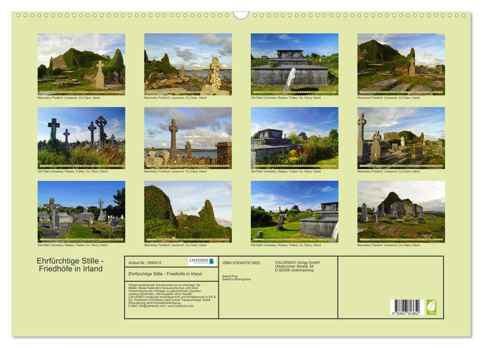 Ehrfürchtige Stille - Friedhöfe in Irland (CALVENDO Wandkalender 2026)