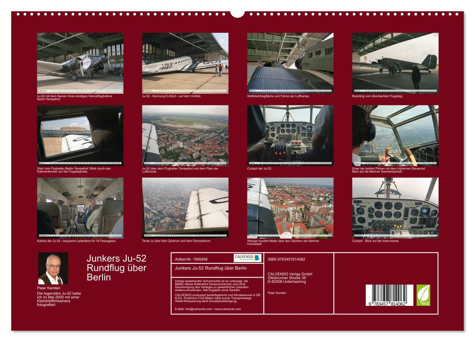 Junkers Ju-52 Rundflug über Berlin (CALVENDO Wandkalender 2026)