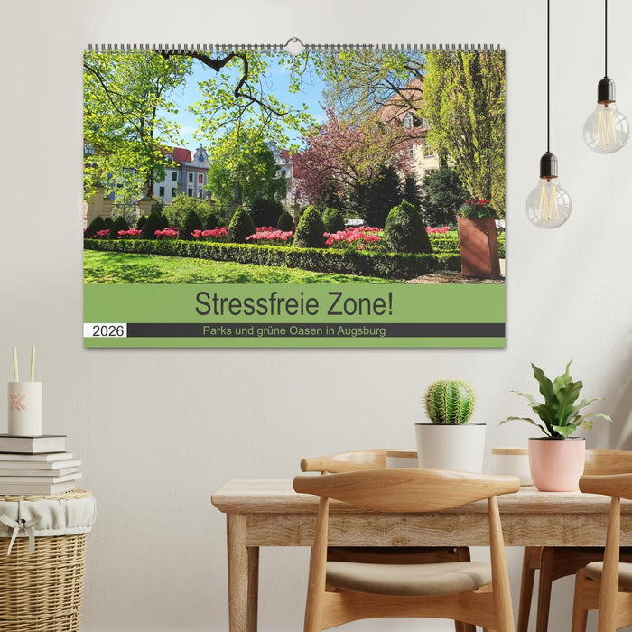 Stressfreie Zone! Parks und grüne Oasen in Augsburg (CALVENDO Wandkalender 2026)