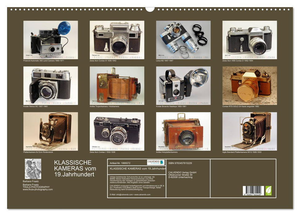 KLASSISCHE KAMERAS vom 19.Jahrhundert (CALVENDO Wandkalender 2026)