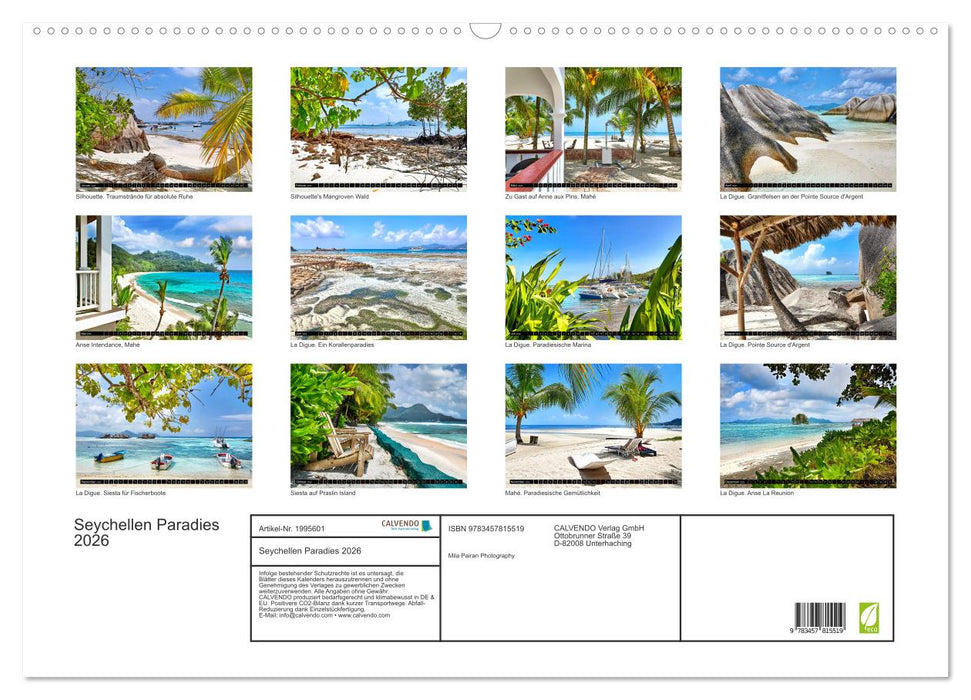 Seychellen Paradies 2026 (CALVENDO Wandkalender 2026)