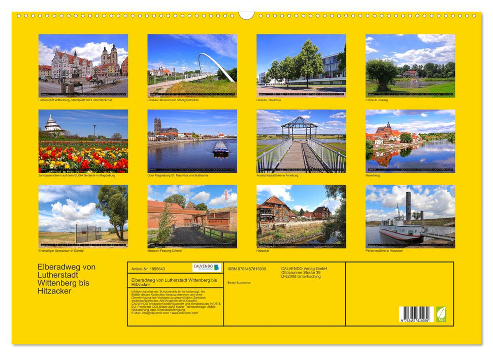 Elberadweg von Lutherstadt Wittenberg bis Hitzacker (CALVENDO Wandkalender 2026)