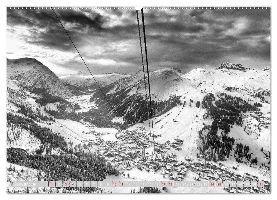 Arlberg black and white (CALVENDO Wandkalender 2026)