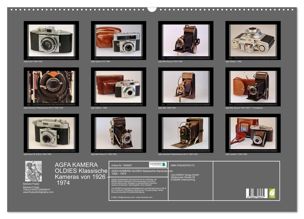 AGFA KAMERA OLDIES Klassische Kameras von 1926 - 1974 (CALVENDO Wandkalender 2026)