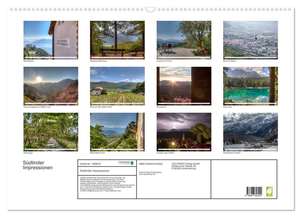 Südtiroler Impressionen (CALVENDO Wandkalender 2026)