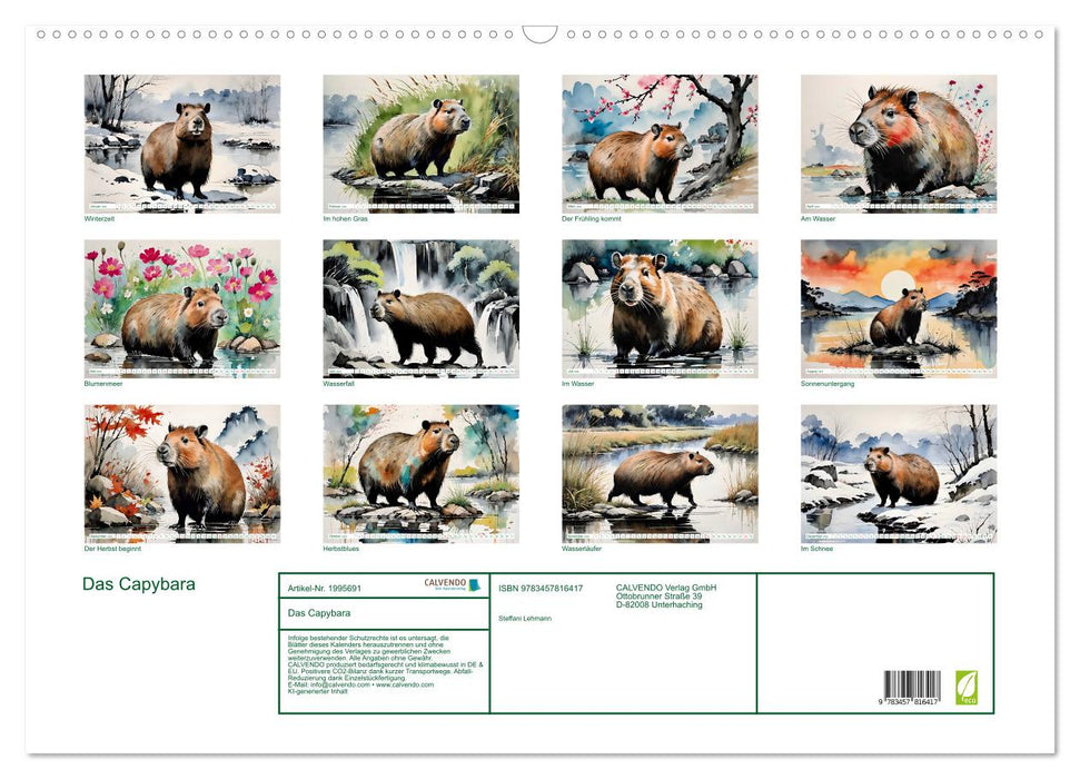 Das Capybara (CALVENDO Wandkalender 2026)