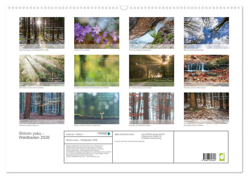 Shinrin yoku - Waldbaden 2026 (CALVENDO Wandkalender 2026)